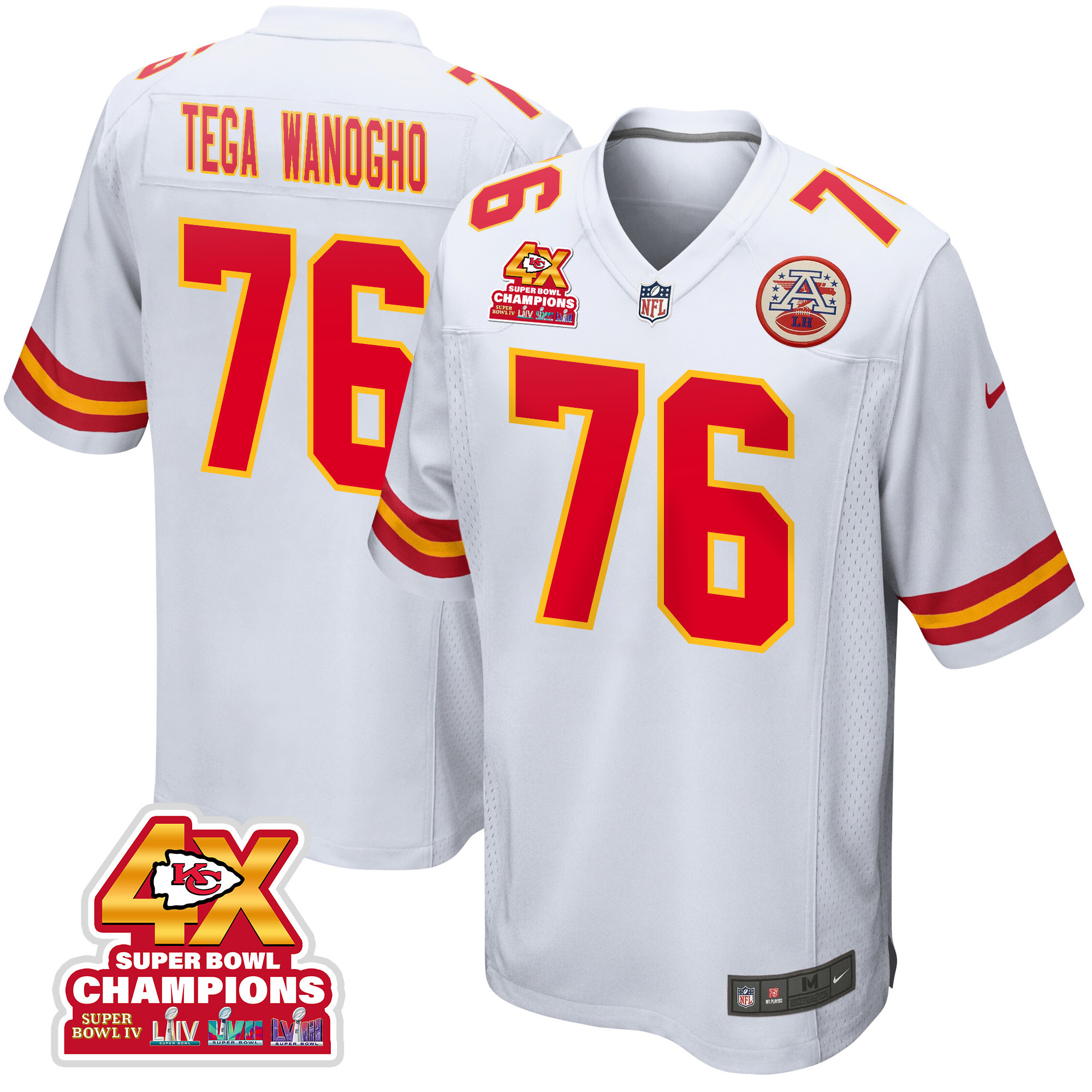 Prince Tega Wanogho 76 Kansas City Chiefs Super Bowl LVIII Champions 4X Game Men Jersey - White JS6108 nicesnker