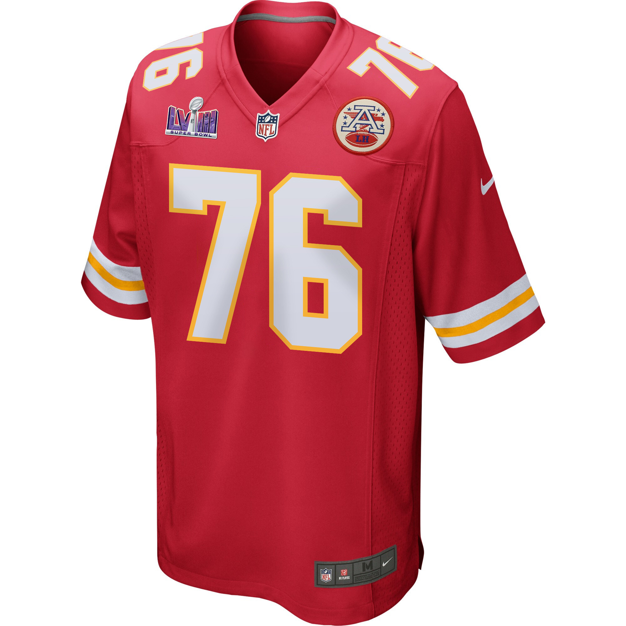 Alternative view of Prince Tega Wanogho 76 Kansas City Chiefs Super Bowl LVIII Patch Game Men Jersey - Red JS2794 nicesnker