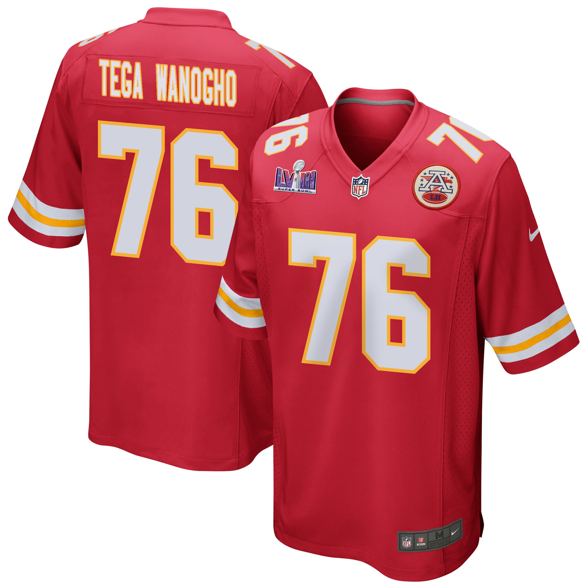 Prince Tega Wanogho 76 Kansas City Chiefs Super Bowl LVIII Patch Game Men Jersey - Red JS2794 nicesnker