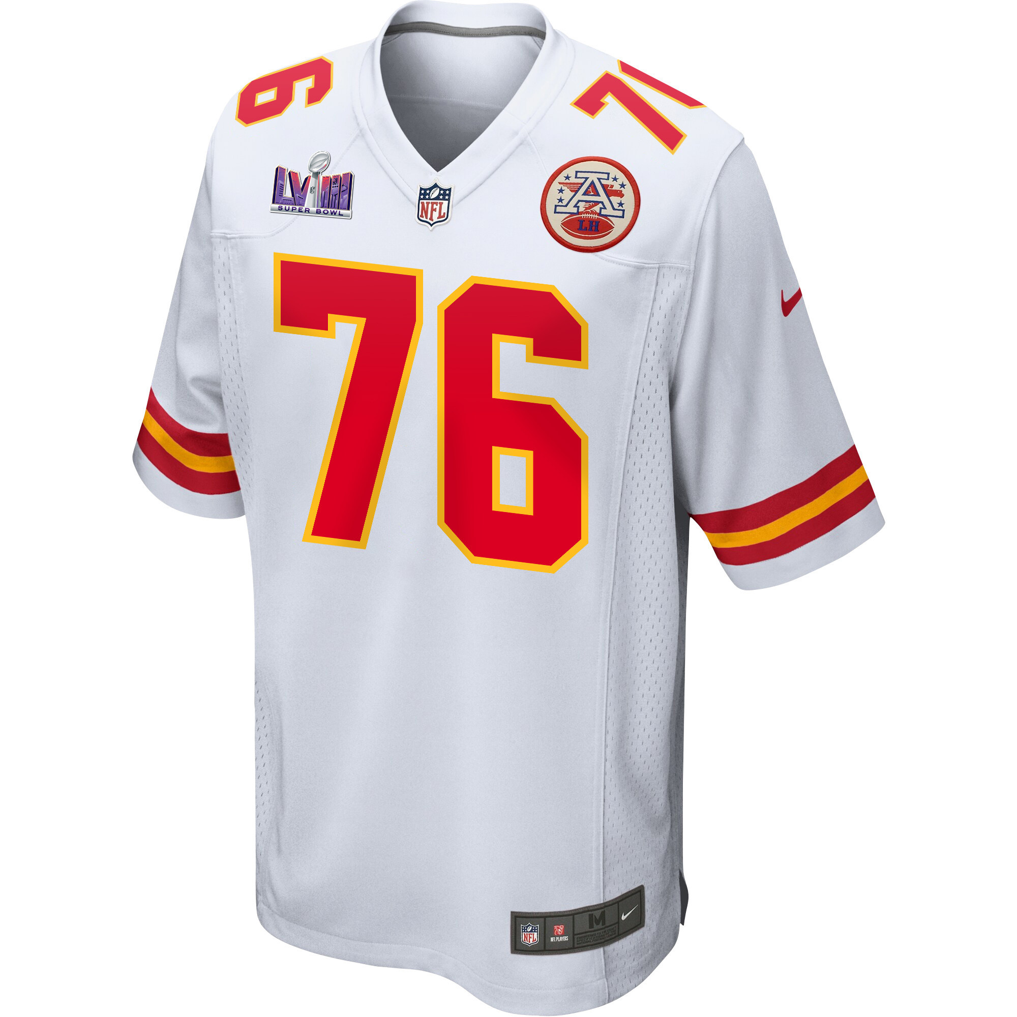 Alternative view of Prince Tega Wanogho 76 Kansas City Chiefs Super Bowl LVIII Patch Game Men Jersey - White JS6592 nicesnker
