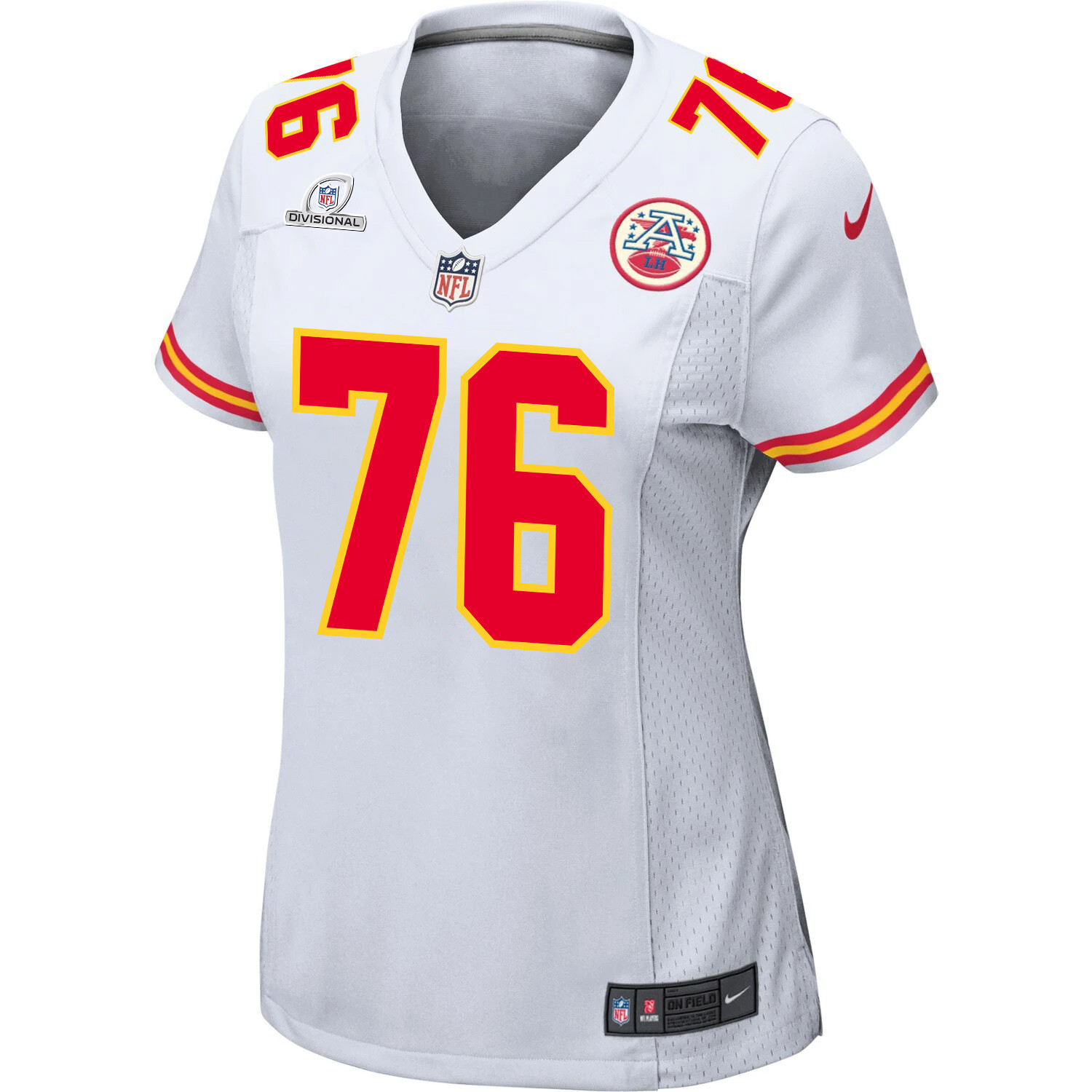 Alternative view of Prince Tega Wanogho 76 Kansas City Chiefs Super Bowl LVIII Patch Game Women Jersey - White JS1148 nicesnker