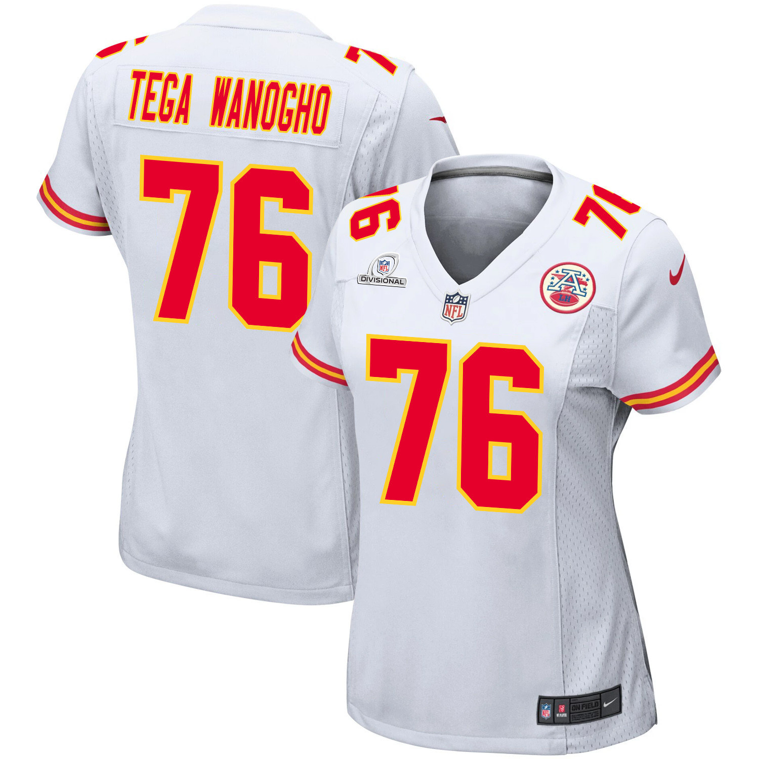 Prince Tega Wanogho 76 Kansas City Chiefs Super Bowl LVIII Patch Game Women Jersey - White JS1148 nicesnker
