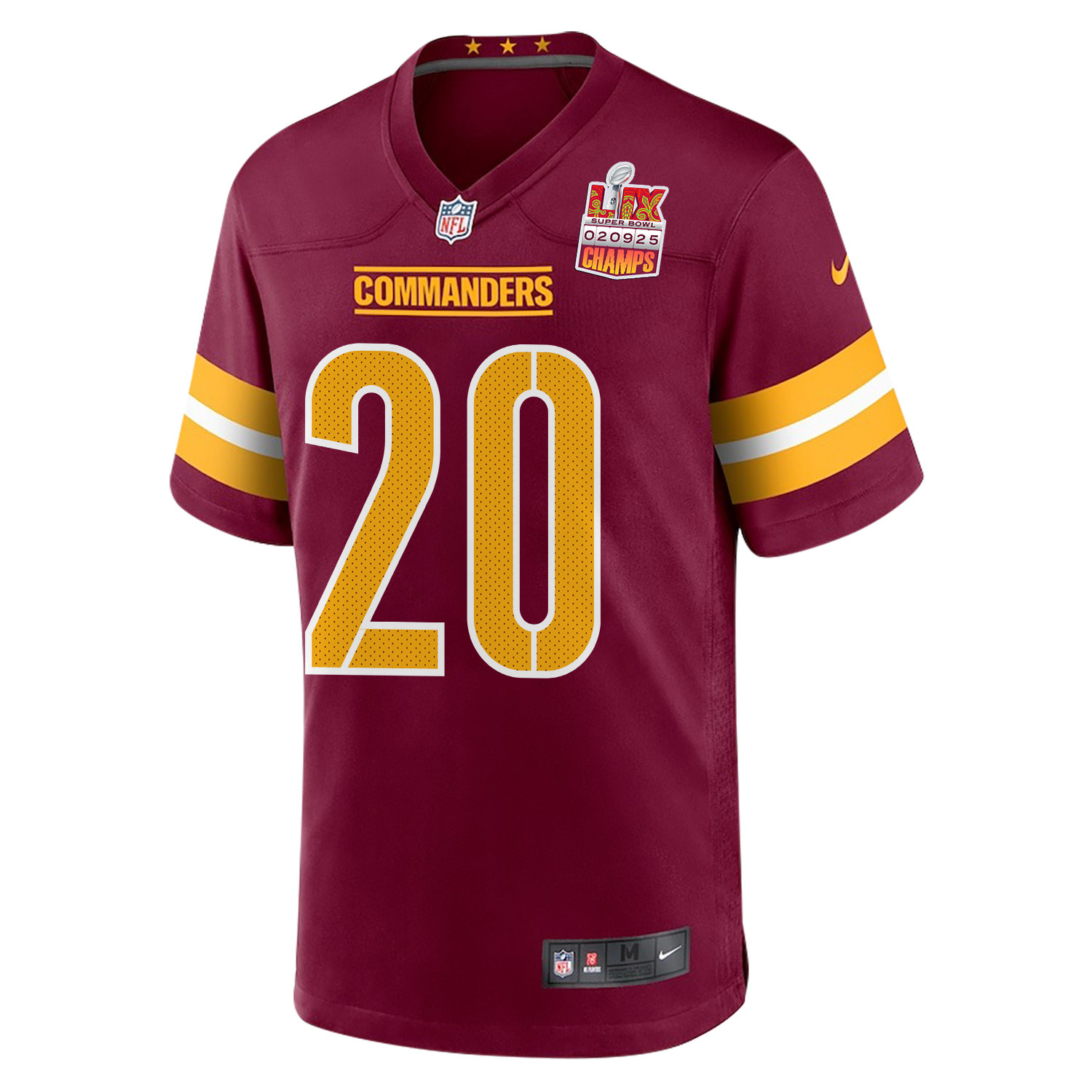 Quan Martin 20 Washington Commanders Super Bowl LIX Champions Patch Game Men Jersey - Burgundy JS8923 nicesnker - Image 3