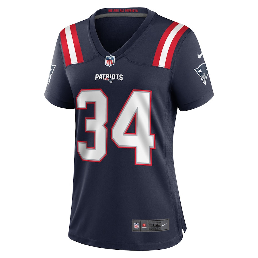Alternative view of Quandre Mosely 34 New England Patriots Women Home Game Jersey - Navy JS5430 nicesnker