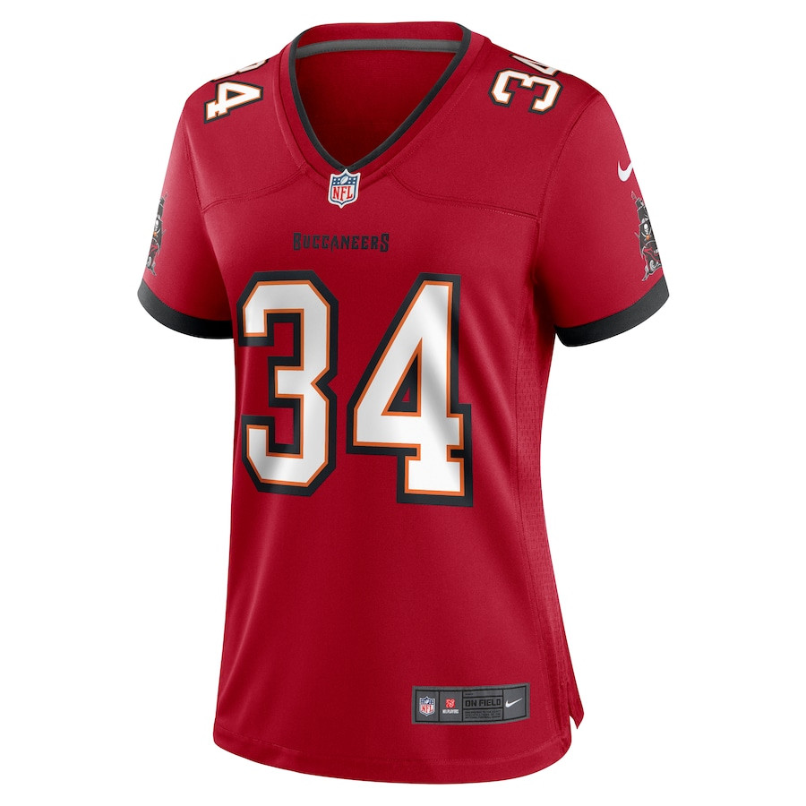 Alternative view of Quandre Mosely 34 Tampa Bay Buccaneers Women Game Jersey - Red JS3308 nicesnker