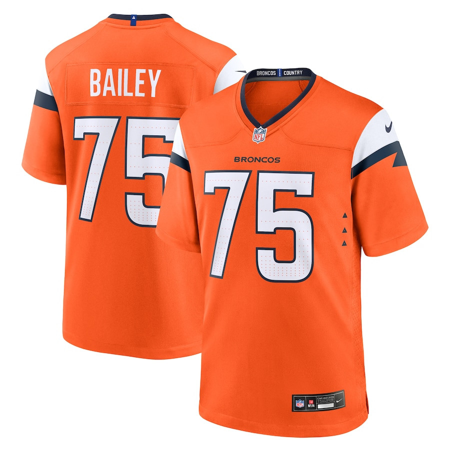 Quinn Bailey 75 Denver Broncos Team Game Men Jersey - Orange JS3570 nicesnker
