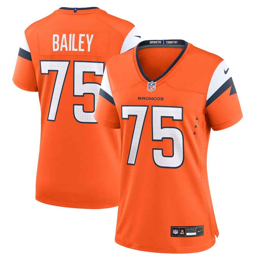Quinn Bailey 75 Denver Broncos Team Game Women Jersey - Orange JS4409 nicesnker