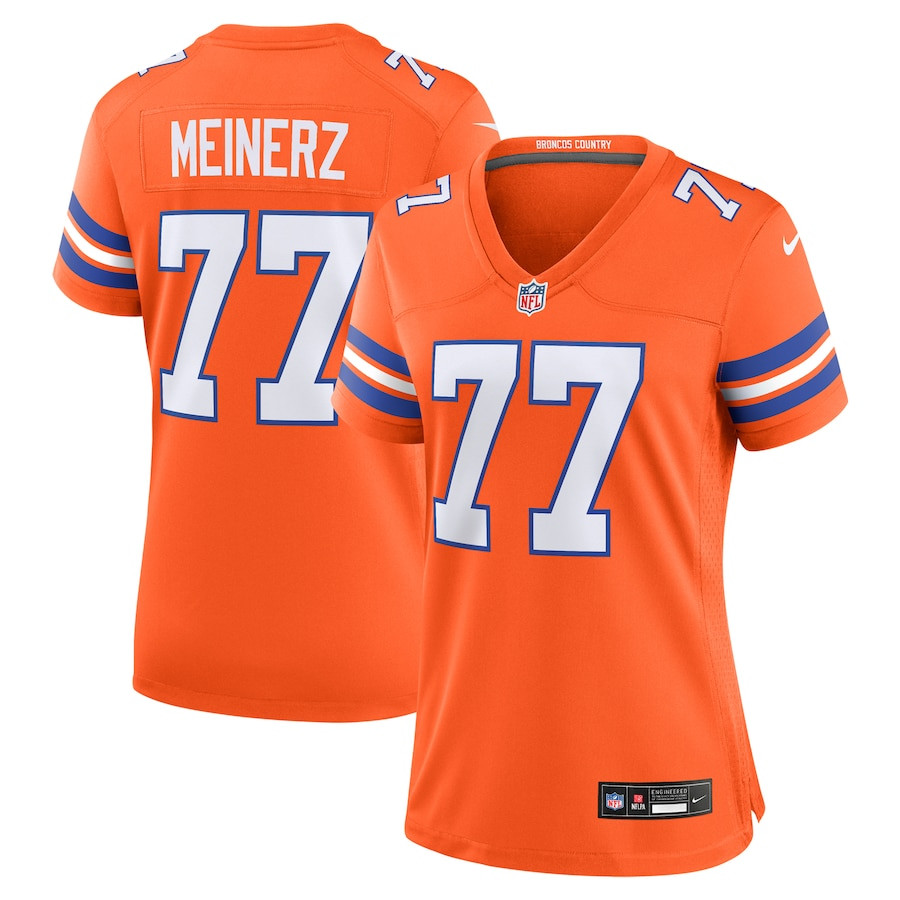 Quinn Meinerz 77 Denver Broncos Women's Mile High Collection 1977 Throwback Player Game Jersey - Orange JS2168 nicesnker