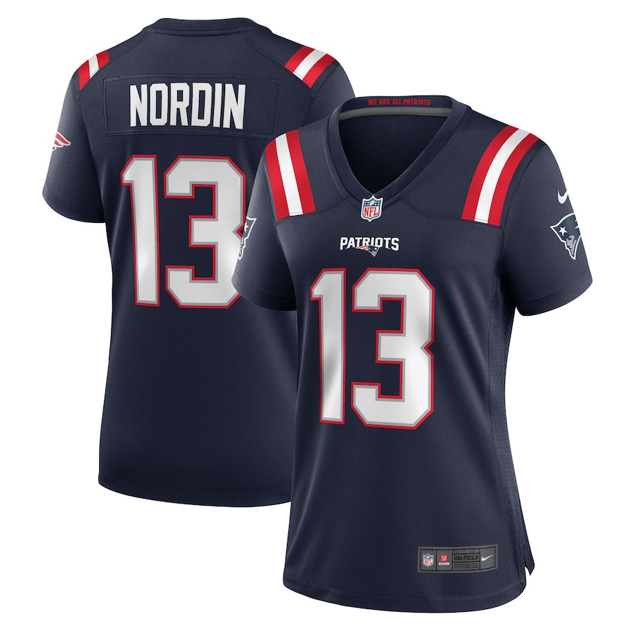 Quinn Nordin 13 New England Patriots Women Game Jersey - Navy JS8806 nicesnker