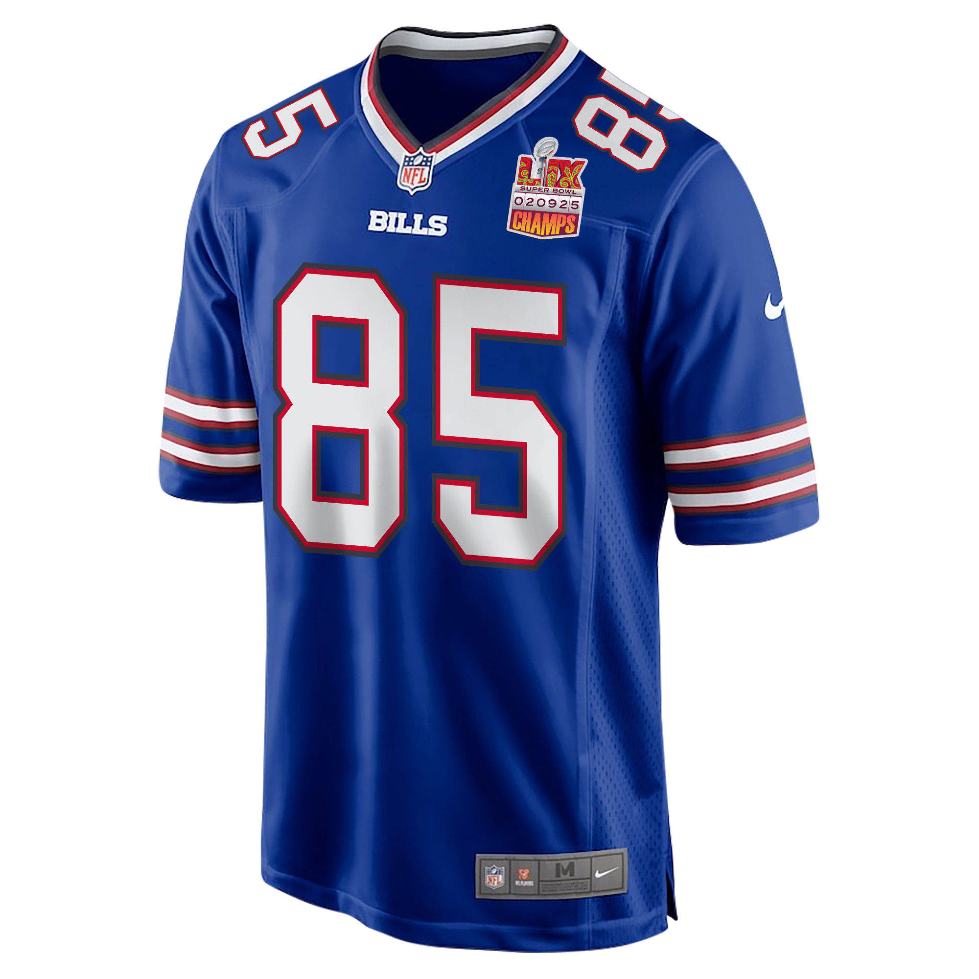 Quintin Morris 85 Buffalo Bills Super Bowl LIX Champions Patch Game Men Jersey - Royal JS6579 nicesnker - Image 3