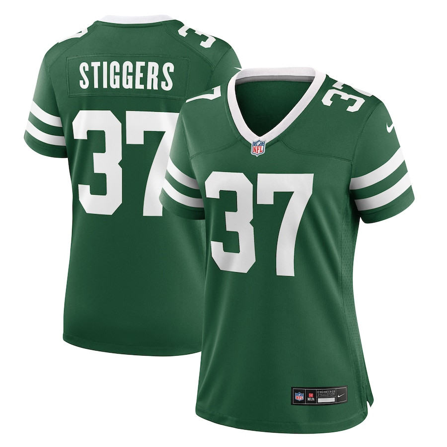 Qwan'tez Stiggers 37 New York Jets Women's Team Game Jersey - Legacy Green JS3983 nicesnker