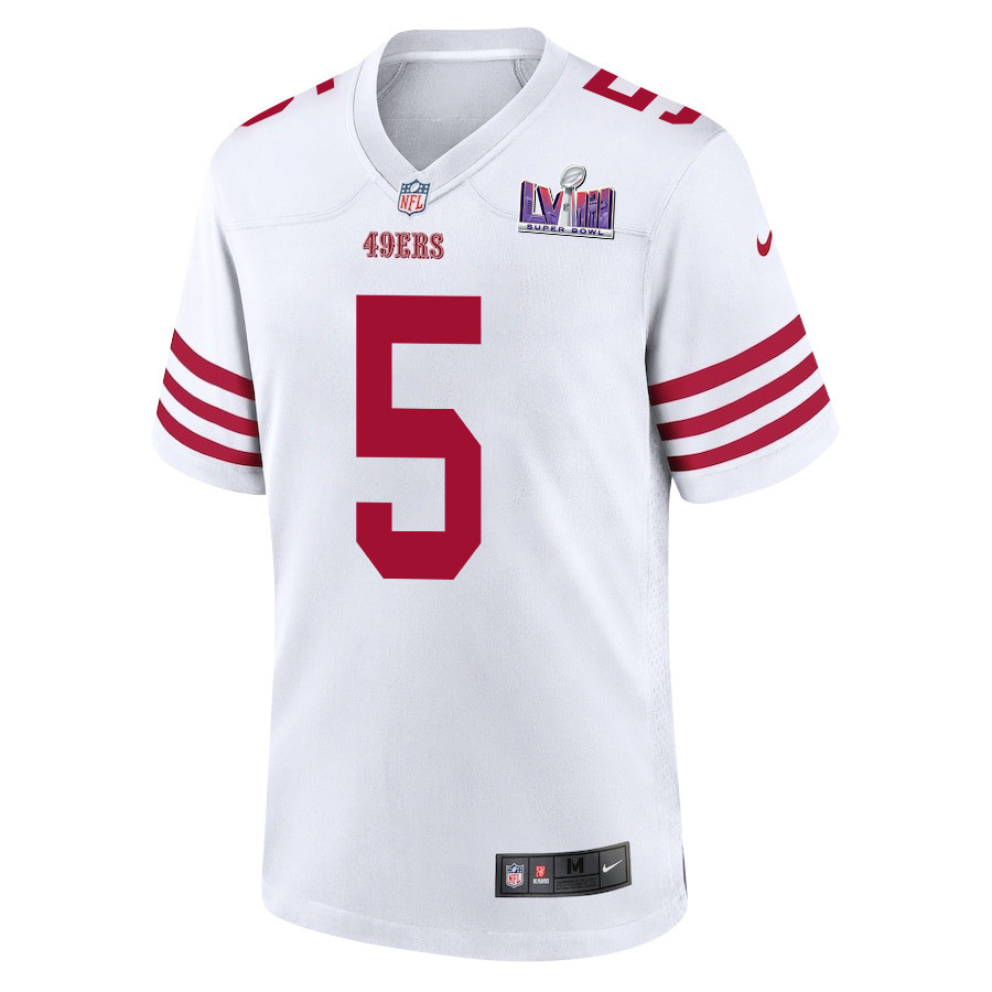 Alternative view of Randy Gregory 5 San Francisco 49ers Super Bowl LVIII Patch Game Men Jersey - White JS8796 nicesnker