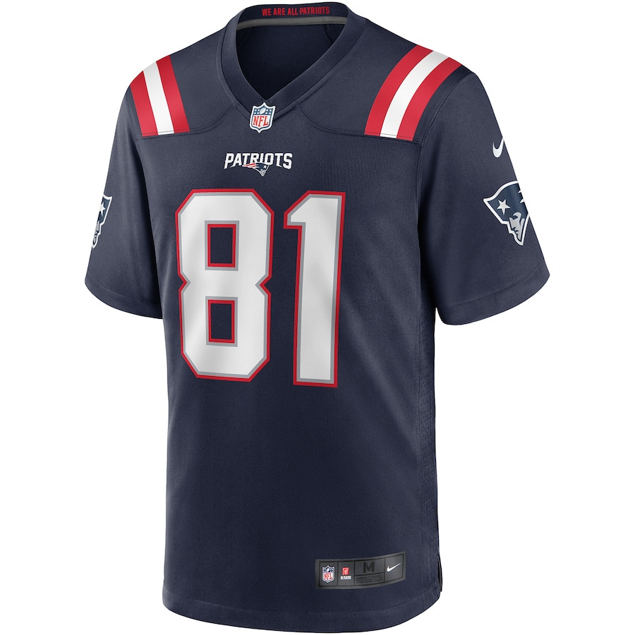 Alternative view of Randy Moss 81 New England Patriots Men Game Retired Jersey - Navy JS8874 nicesnker