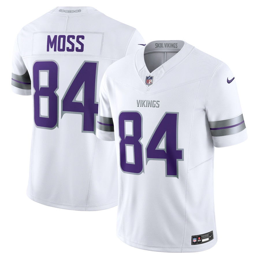 Randy Moss 84 Minnesota Vikings Alternate Vapor F.U.S.E. Limited Men Jersey - White JS7096 nicesnker