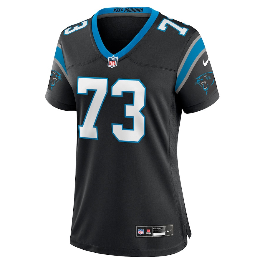 Alternative view of Rashard Lawrence 73 Carolina Panthers Game Women Jersey - Black JS9357 nicesnker
