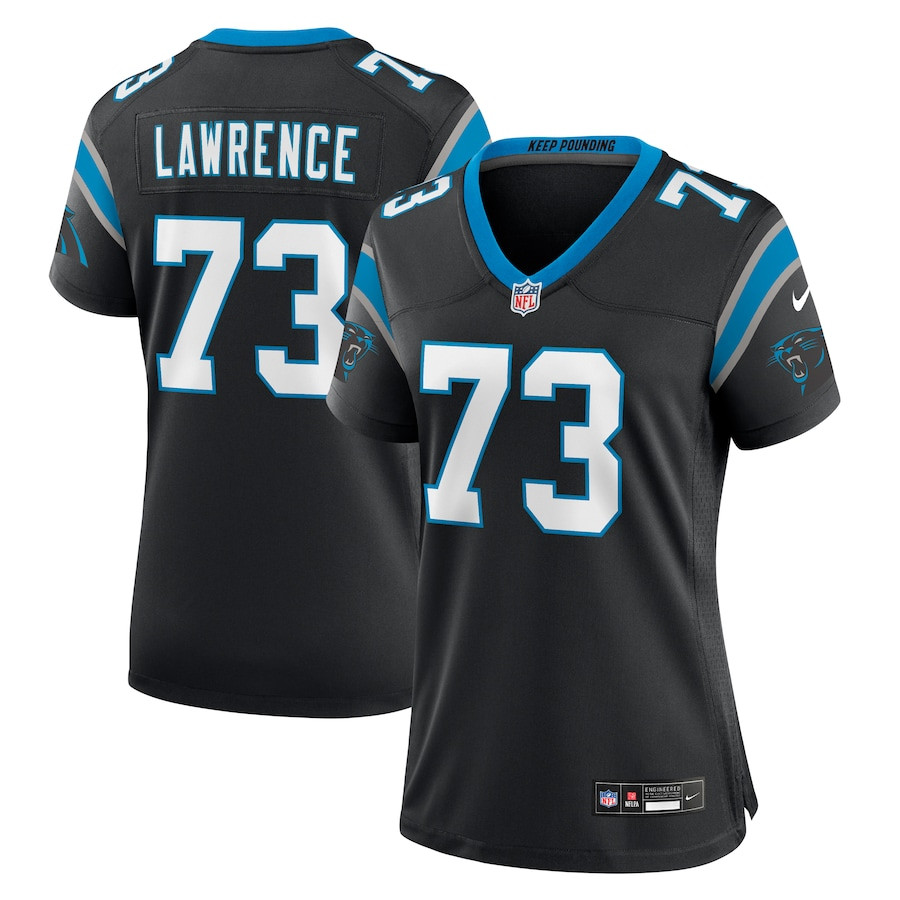 Rashard Lawrence 73 Carolina Panthers Game Women Jersey - Black JS9357 nicesnker