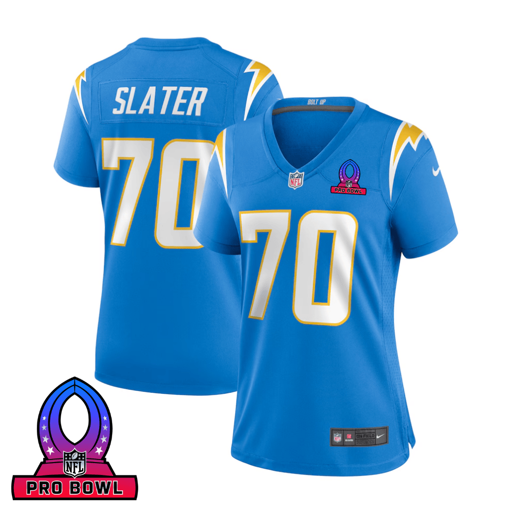 Rashawn Slater 70 Los Angeles Chargers 2025 Pro Bowl Patch Women Game Jersey - Powder Blue JS5594 nicesnker