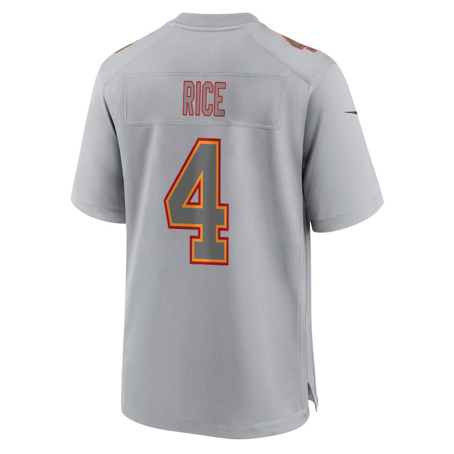 Rashee Rice 4 Kansas City Chiefs Super Bowl LVIII Champions 4 Stars Patch Atmosphere Fashion Game Men Jersey - Gray JS6933 nicesnker - Image 3