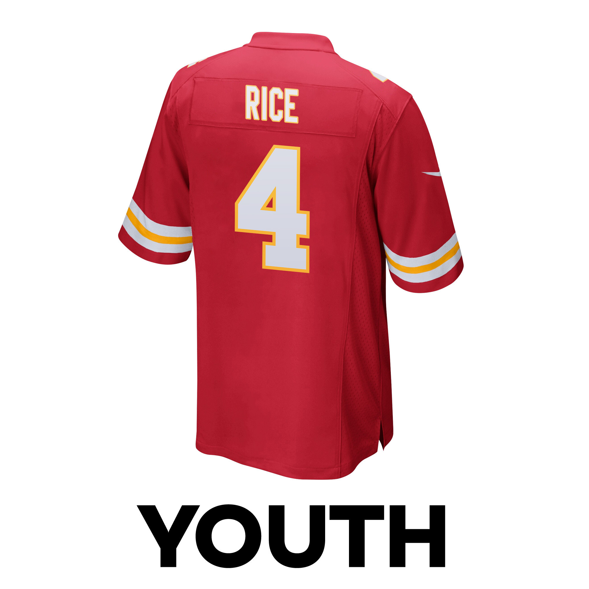Rashee Rice 4 Kansas City Chiefs Super Bowl LVIII Champions 4 Stars Patch Game YOUTH Jersey - Red JS1288 nicesnker - Image 3