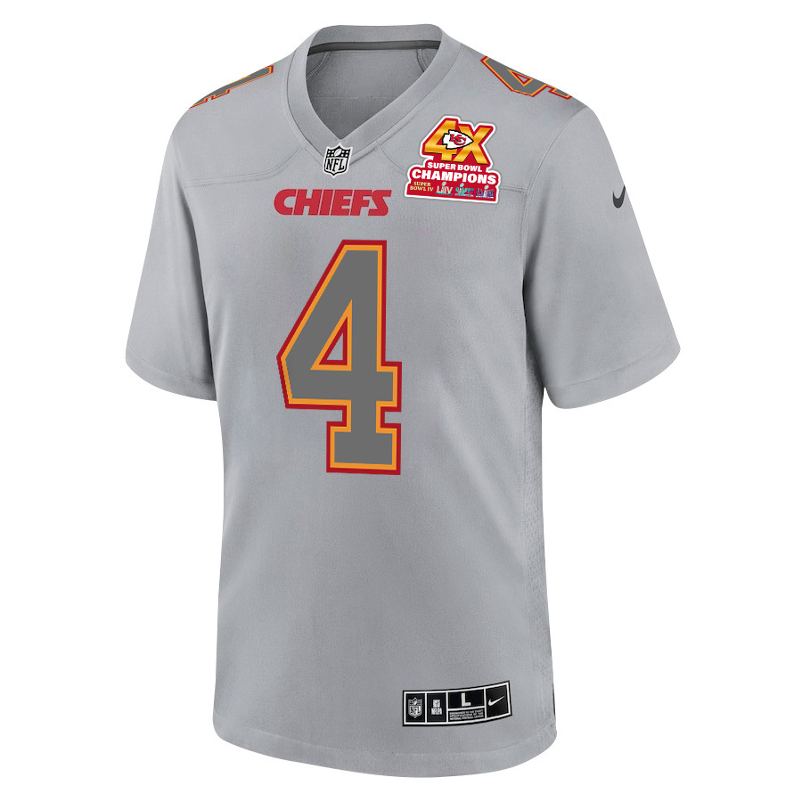 Alternative view of Rashee Rice 4 Kansas City Chiefs Super Bowl LVIII Champions 4X Atmosphere Fashion Game Men Jersey - Gray JS3340 nicesnker