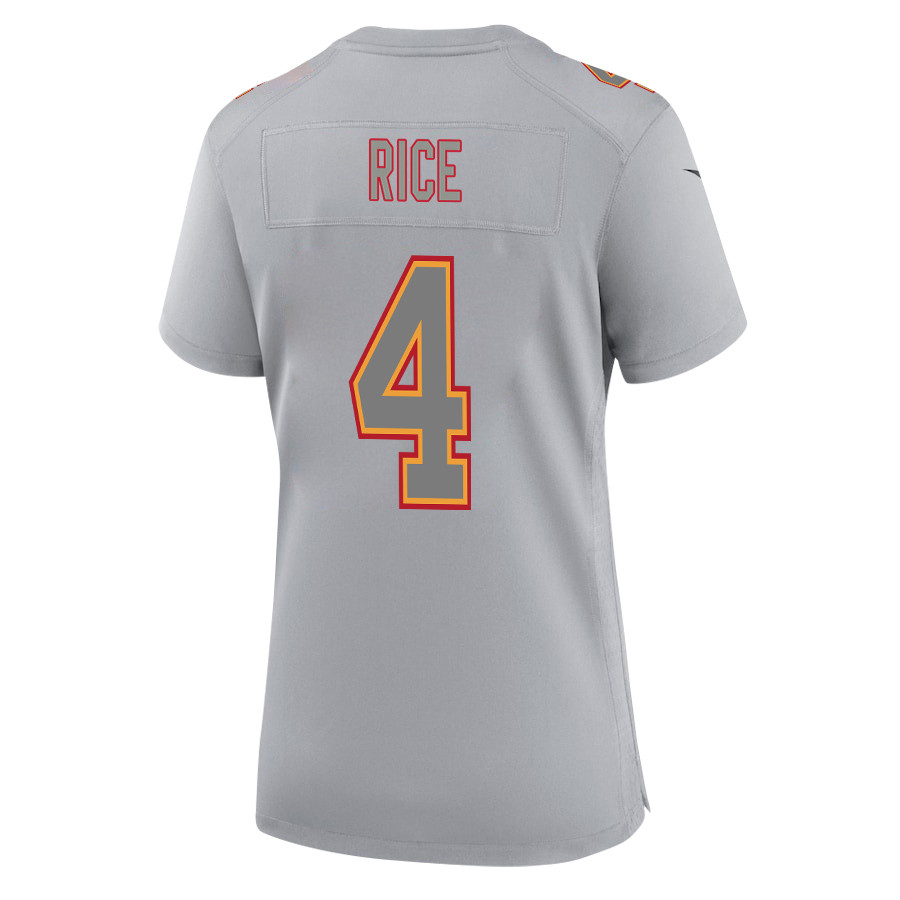 Rashee Rice 4 Kansas City Chiefs Super Bowl LVIII Champions 4X Atmosphere Fashion Game Women Jersey - Gray JS5181 nicesnker - Image 3