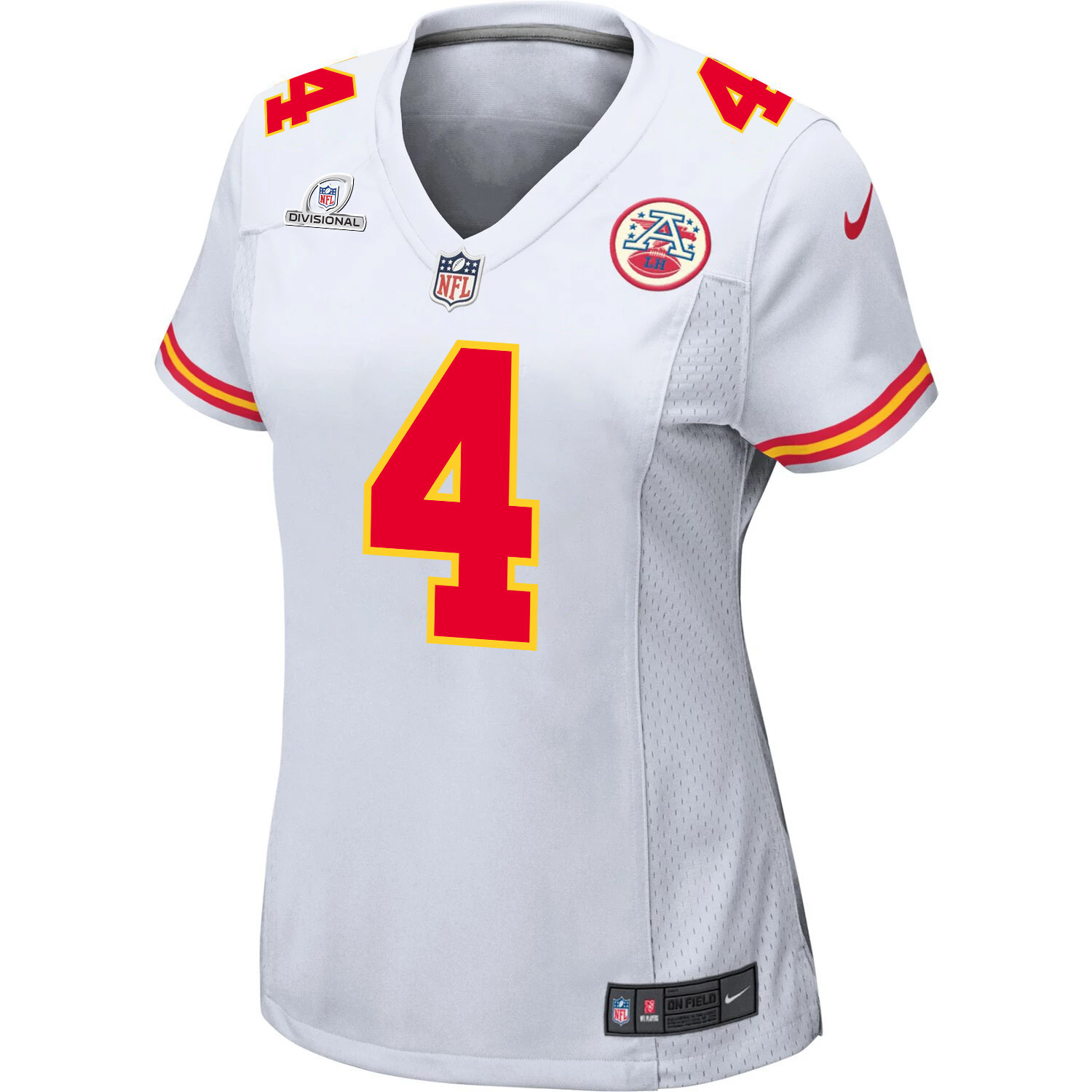 Alternative view of Rashee Rice 4 Kansas City Chiefs Super Bowl LVIII Patch Game Women Jersey - White JS7438 nicesnker