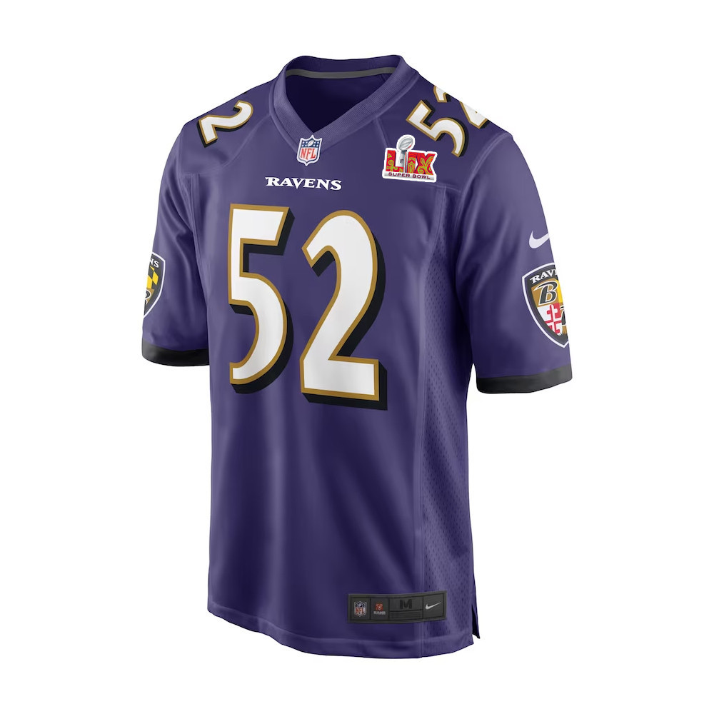 Alternative view of Ray Lewis #52 Baltimore Ravens Super Bowl LIX Jersey - Men's - Purple JS7345 nicesnker