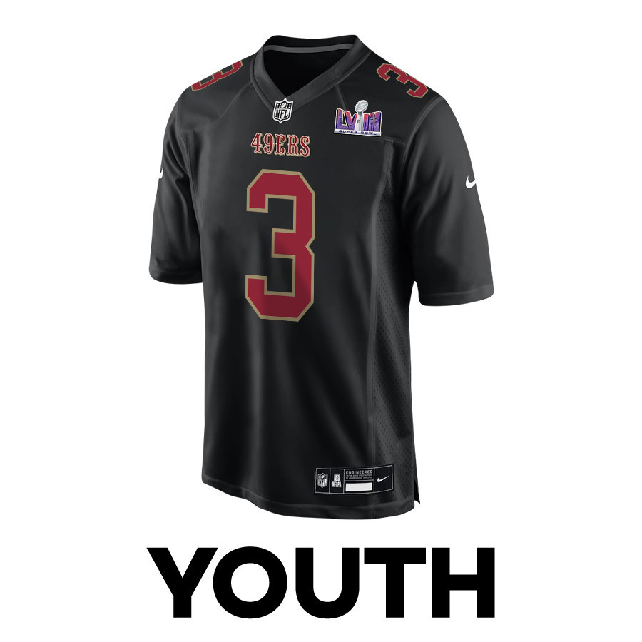 Alternative view of Ray-Ray McCloud III 3 San Francisco 49ers Super Bowl LVIII Patch Fashion Game YOUTH Jersey - Carbon Black JS3831 nicesnker