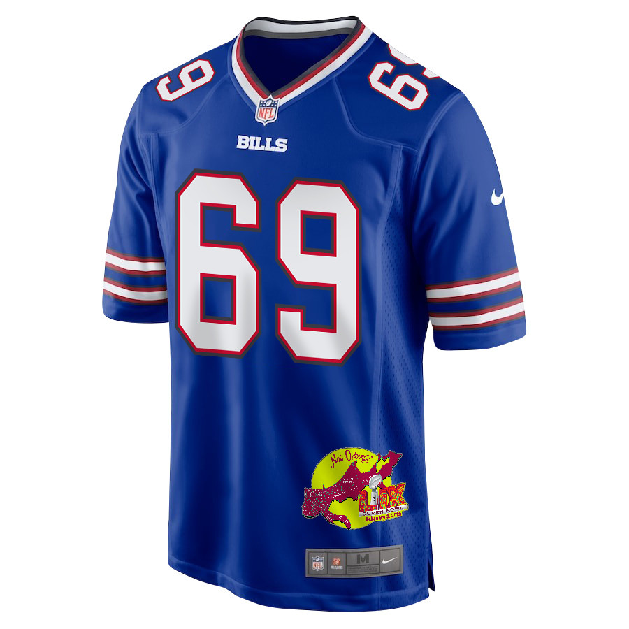 Reid Ferguson 69 Buffalo Bills Super Bowl LIX New Orleans Patch Game Men Jersey - Royal JS3459 nicesnker - Image 3