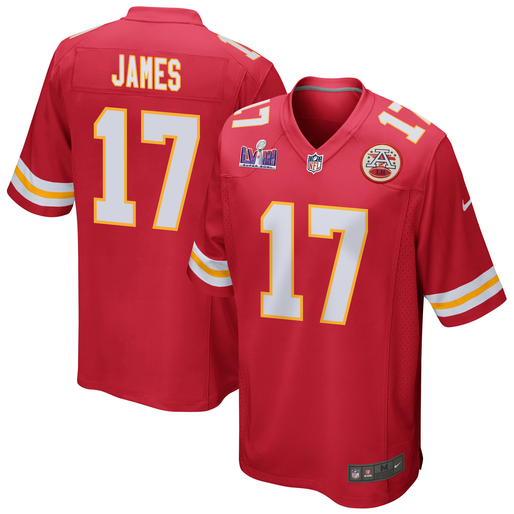 Richie James 17 Kansas City Chiefs Super Bowl LVIII Patch Game Men Jersey - Red JS2165 nicesnker