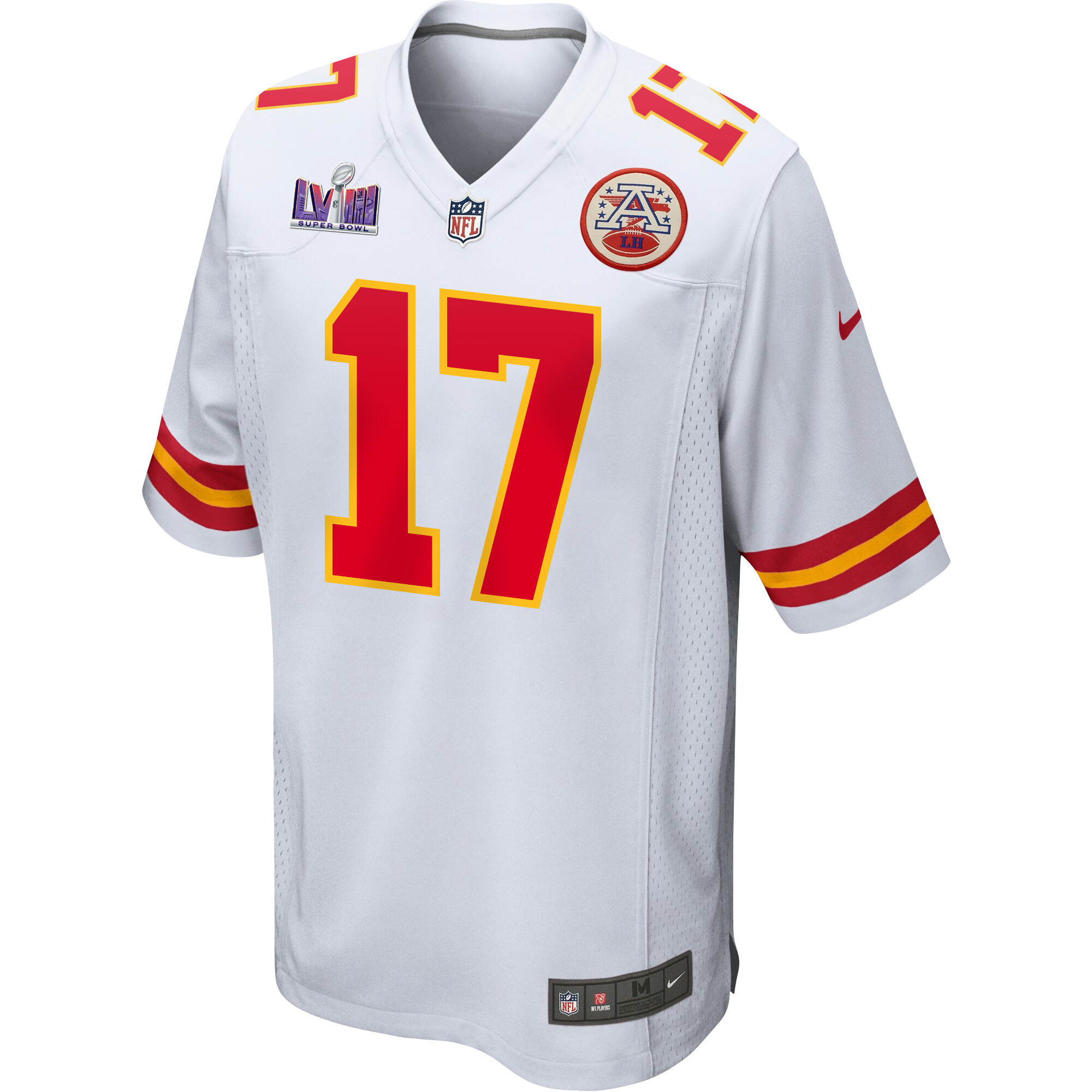 Alternative view of Richie James 17 Kansas City Chiefs Super Bowl LVIII Patch Game Men Jersey - White JS4121 nicesnker