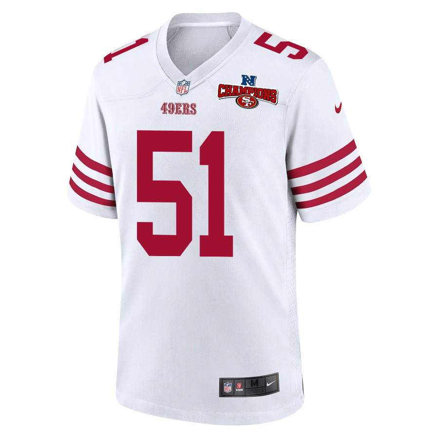 Alternative view of Robert Beal Jr. 51 San Francisco 49ers NFC Champions Patch Game Men Jersey - White JS6216 nicesnker