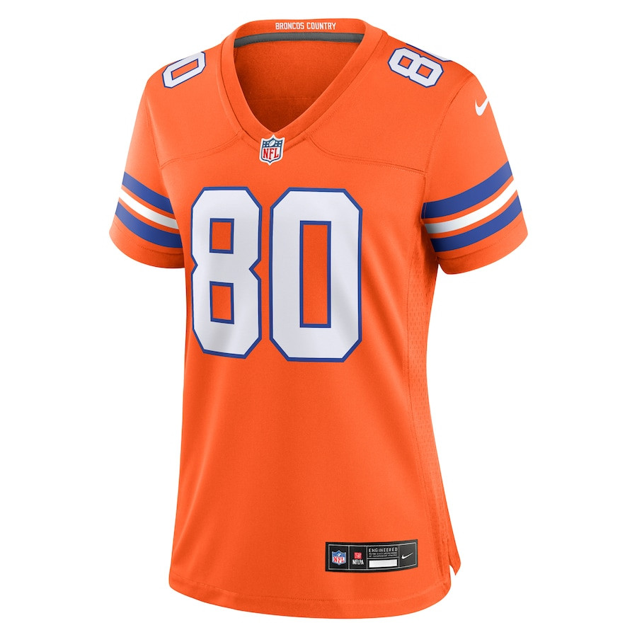 Alternative view of Rod Smith 80 Denver Broncos Women's Mile High Collection 1977 Throwback Retired Player Game Jersey - Orange JS1453 nicesnker