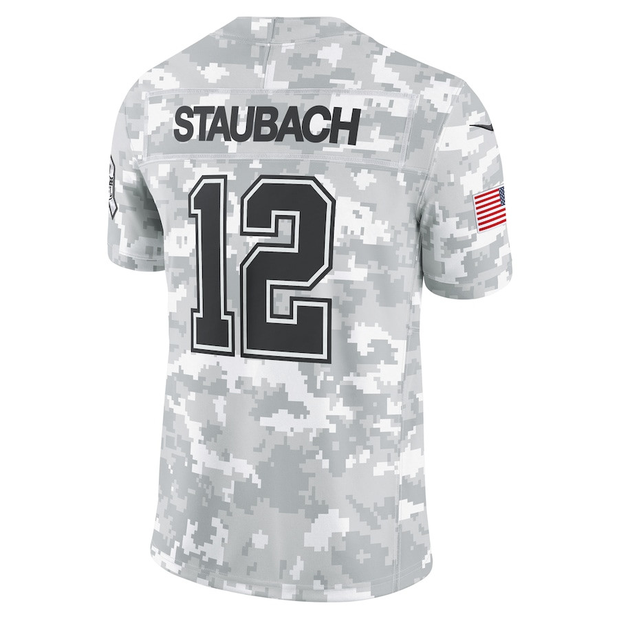 Roger Staubach 12 Dallas Cowboys 2024 Salute to Service Retired Player Limited Men Jersey - Arctic Camo JS8057 nicesnker - Image 3