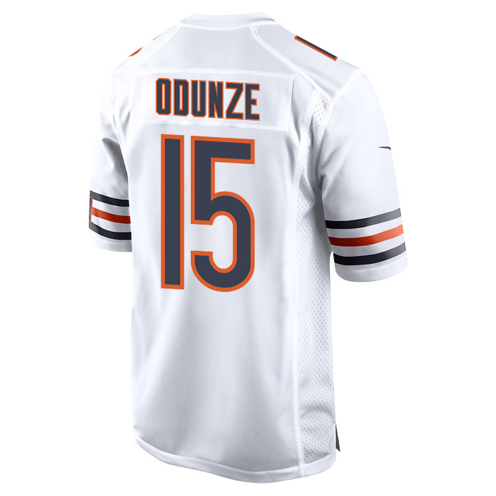 Alternative view of Rome Odunze 15 Chicago Bears 2024 NFL Draft First Round Pick Player Game Men Jersey - White JS7078 nicesnker