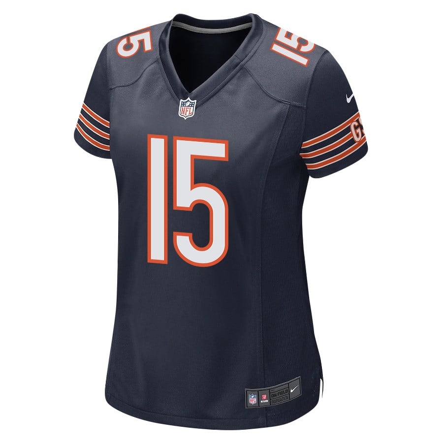 Alternative view of Rome Odunze 15 Chicago Bears 2024 NFL Draft First Round Pick Player Game Women Jersey - Navy JS7802 nicesnker