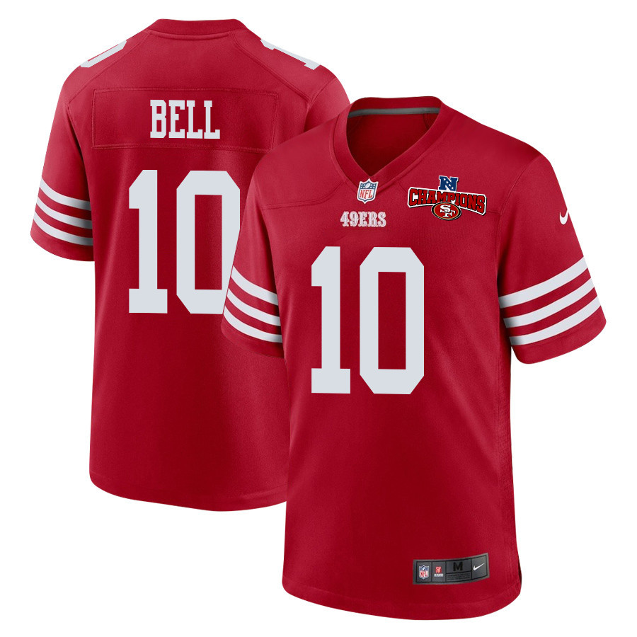 Ronnie Bell 10 San Francisco 49ers NFC Champions Patch Game Men Jersey - Scarlet JS7987 nicesnker