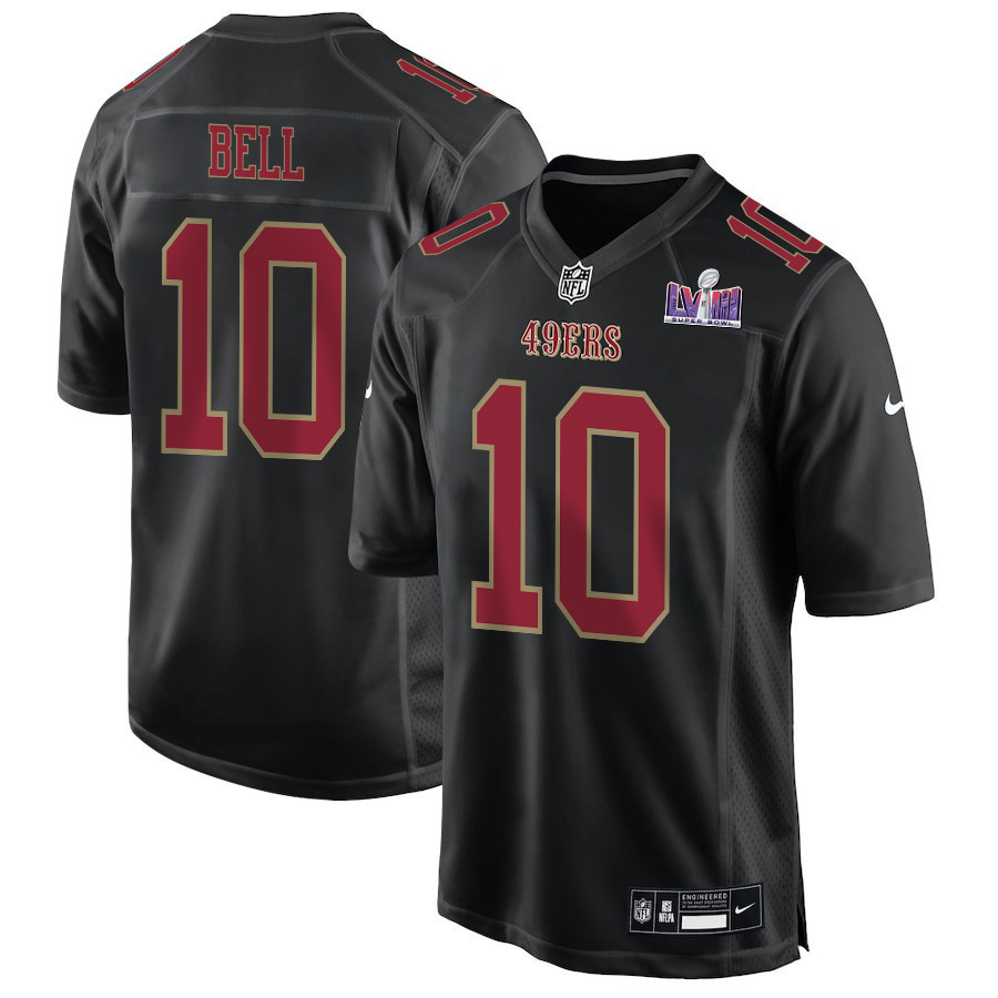 Ronnie Bell 10 San Francisco 49ers Super Bowl LVIII Patch Fashion Game Men Jersey - Carbon Black JS8986 nicesnker