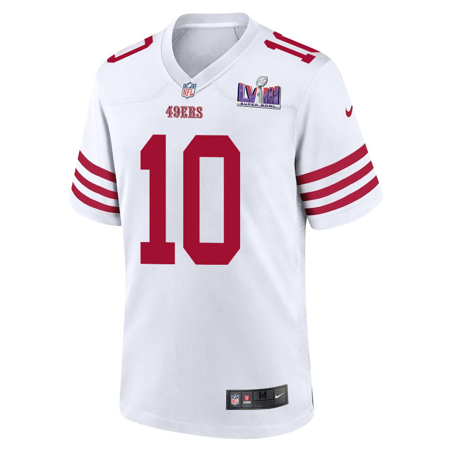 Alternative view of Ronnie Bell 10 San Francisco 49ers Super Bowl LVIII Patch Game Men Jersey - White JS2190 nicesnker