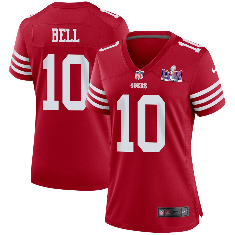 Ronnie Bell 10 San Francisco 49ers Super Bowl LVIII Patch Game Women Jersey - Scarlet JS6397 nicesnker