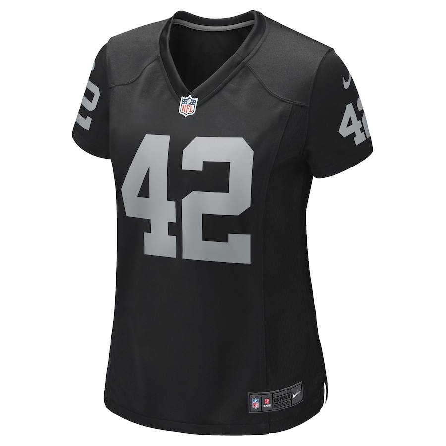 Alternative view of Ronnie Lott 42 Las Vegas Raiders Women Game Retired Jersey - Black JS9996 nicesnker