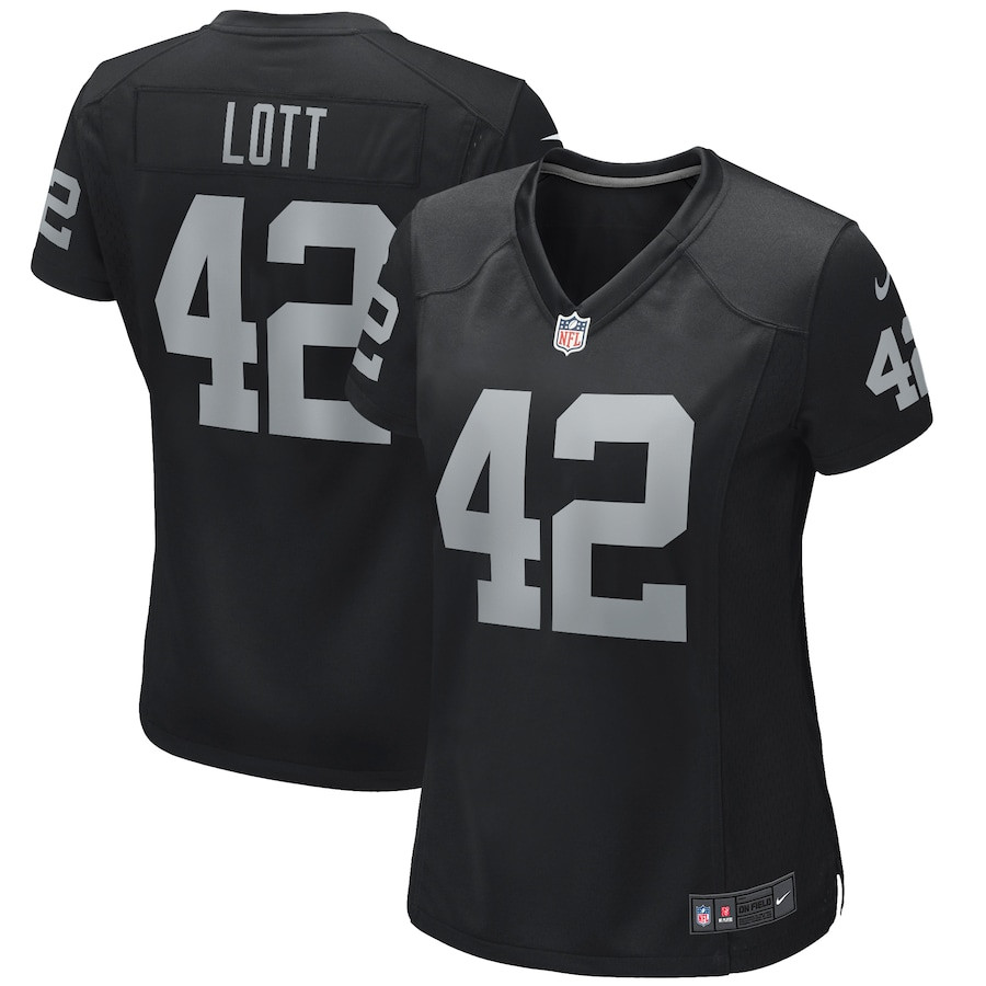 Ronnie Lott 42 Las Vegas Raiders Women Game Retired Jersey - Black JS9996 nicesnker