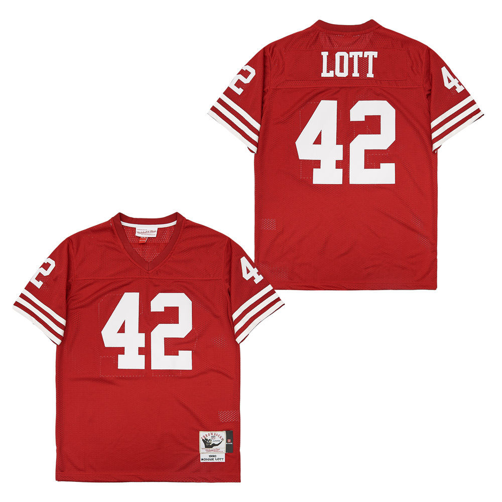 Ronnie Lott 42 San Francisco 49ers Throwback Men Jersey - Red JS5093 nicesnker