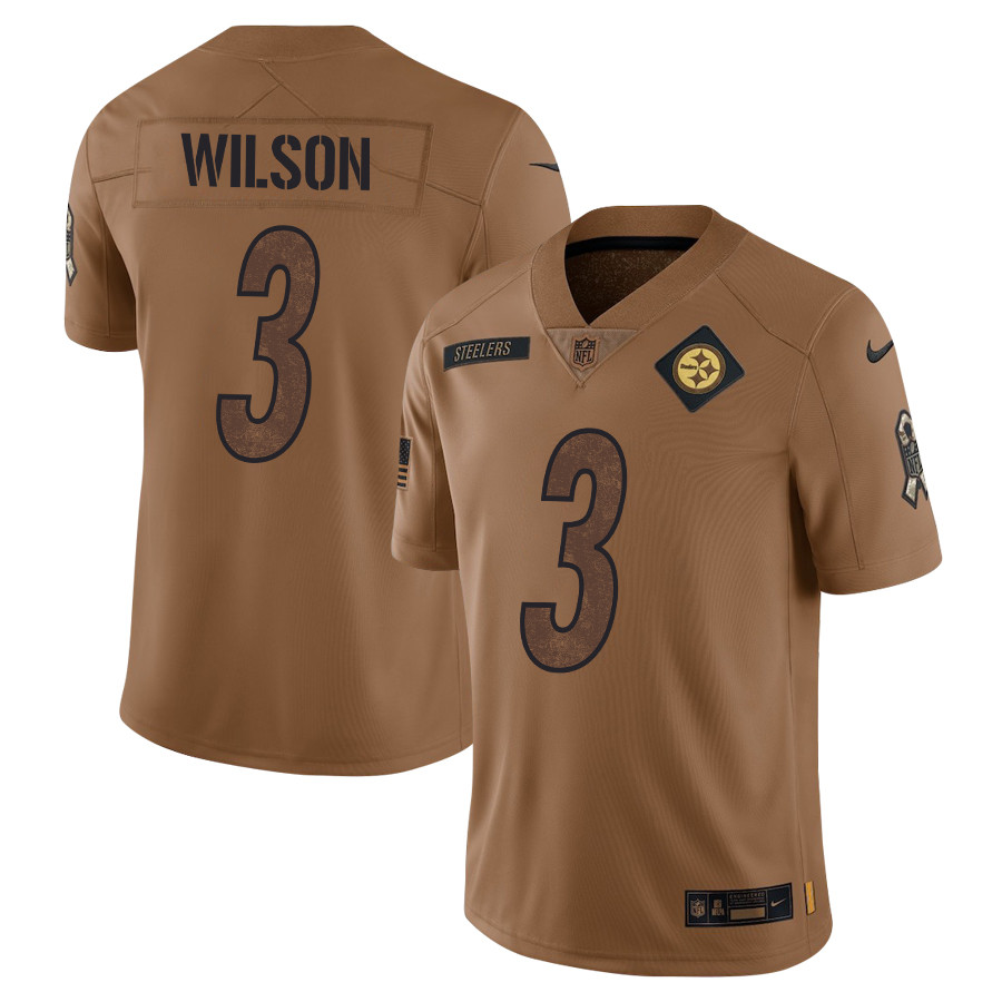 Russell Wilson 3 Pittsburgh Steelers 2023 Salute To Service Limited Men Jersey - Brown JS3783 nicesnker
