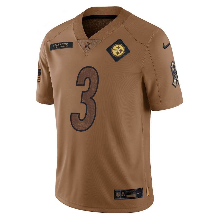 Alternative view of Russell Wilson 3 Pittsburgh Steelers 2023 Salute To Service Limited Men Jersey - Brown JS3783 nicesnker