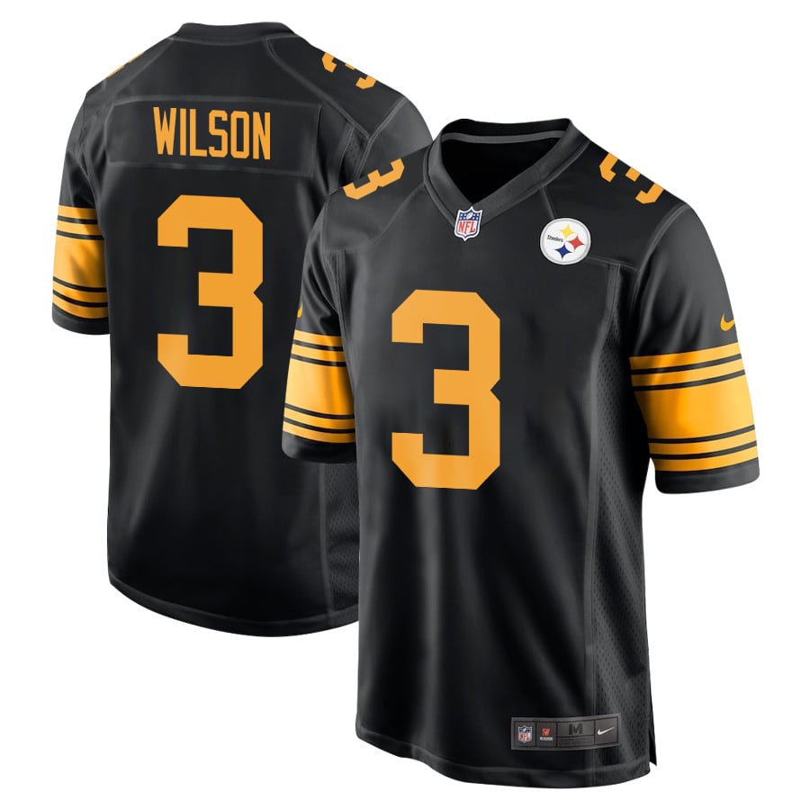 Russell Wilson 3 Pittsburgh Steelers Alternate Game Men Jersey - Black JS5495 nicesnker