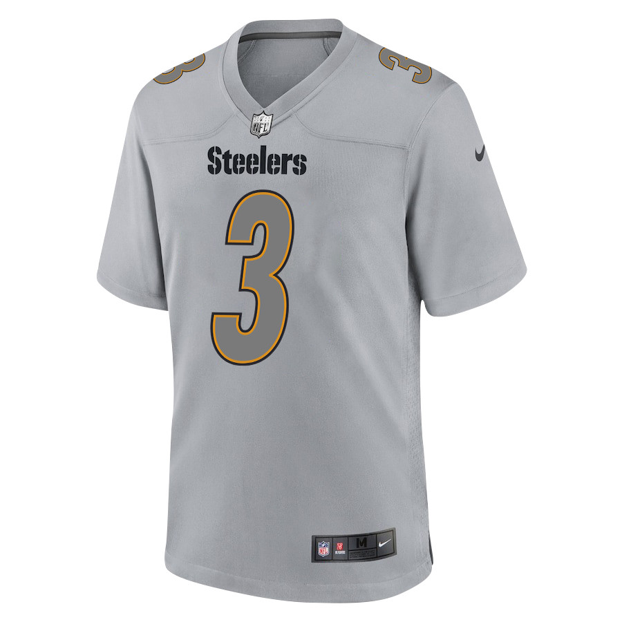 Alternative view of Russell Wilson 3 Pittsburgh Steelers Atmosphere Fashion Game Men Jersey - Silver JS7156 nicesnker