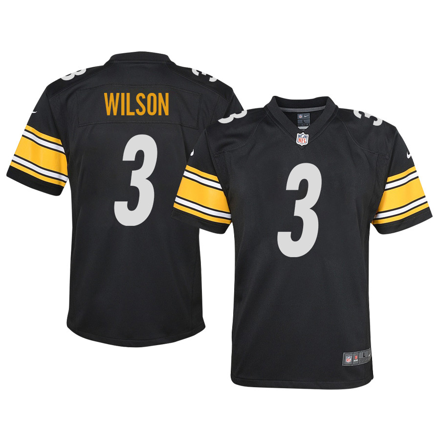 Russell Wilson 3 Pittsburgh Steelers Game YOUTH Jersey - Black JS7570 nicesnker