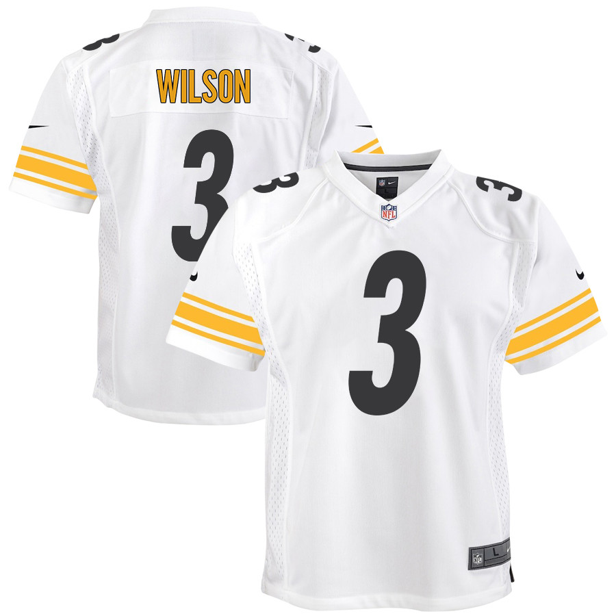 Russell Wilson 3 Pittsburgh Steelers Game YOUTH Jersey - White JS3865 nicesnker