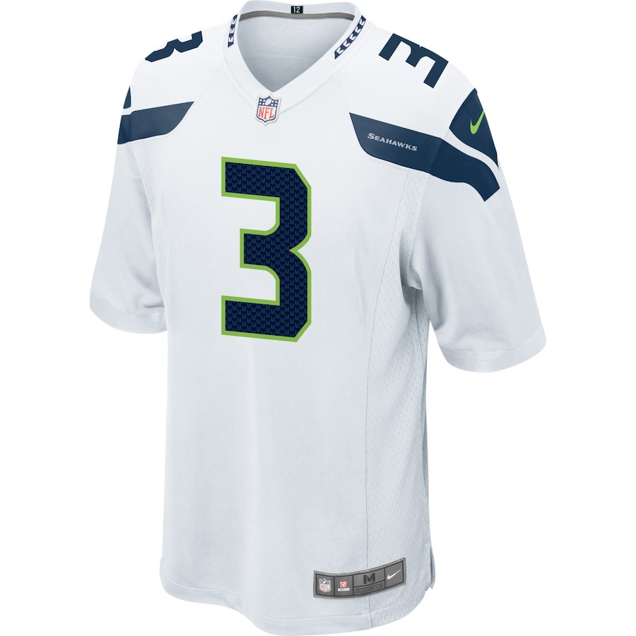 Alternative view of Russell Wilson 3 Seattle Seahawks Men Game Jersey - White JS8373 nicesnker